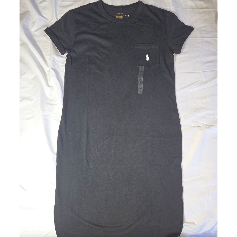Polo Ralph Lauren Black w/ White Pony Crew Sleep Shirt Women's Small NWOT
